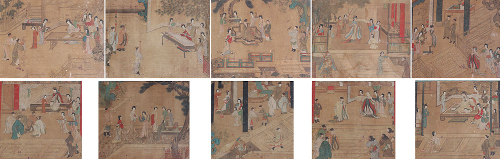 10 EARLY JAPANESE WATERCOLOR PAINTINGS: