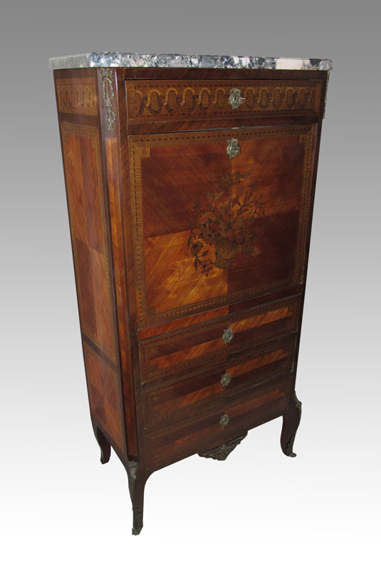 MARBLE TOP FRENCH SECRETAIRE ABATTANT  1476e5