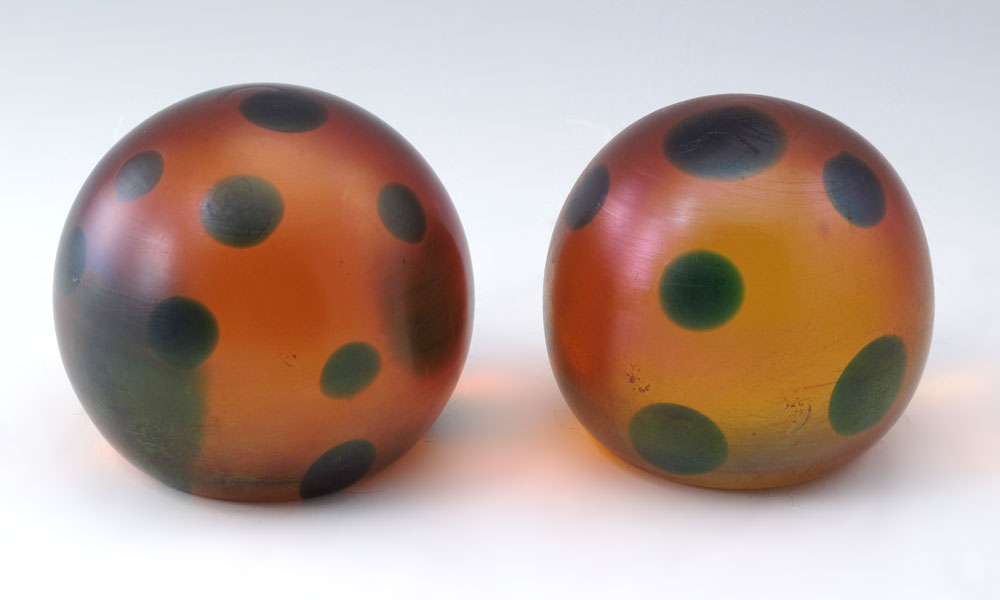 PAIR OF TIFFANY PAPERWEIGHTS: Amber