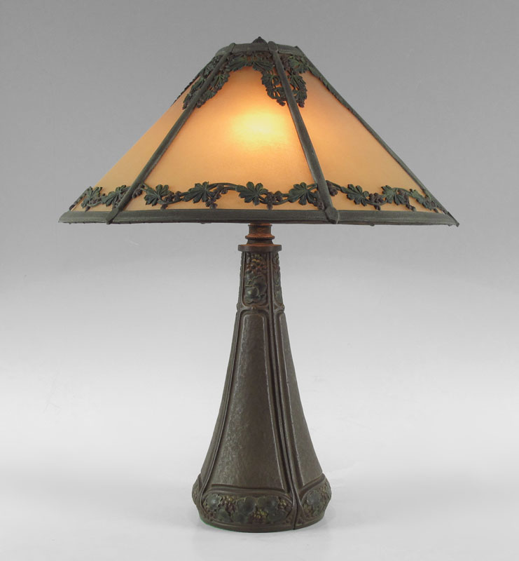 BRADLEY & HUBBARD LINEN PANEL LAMP: