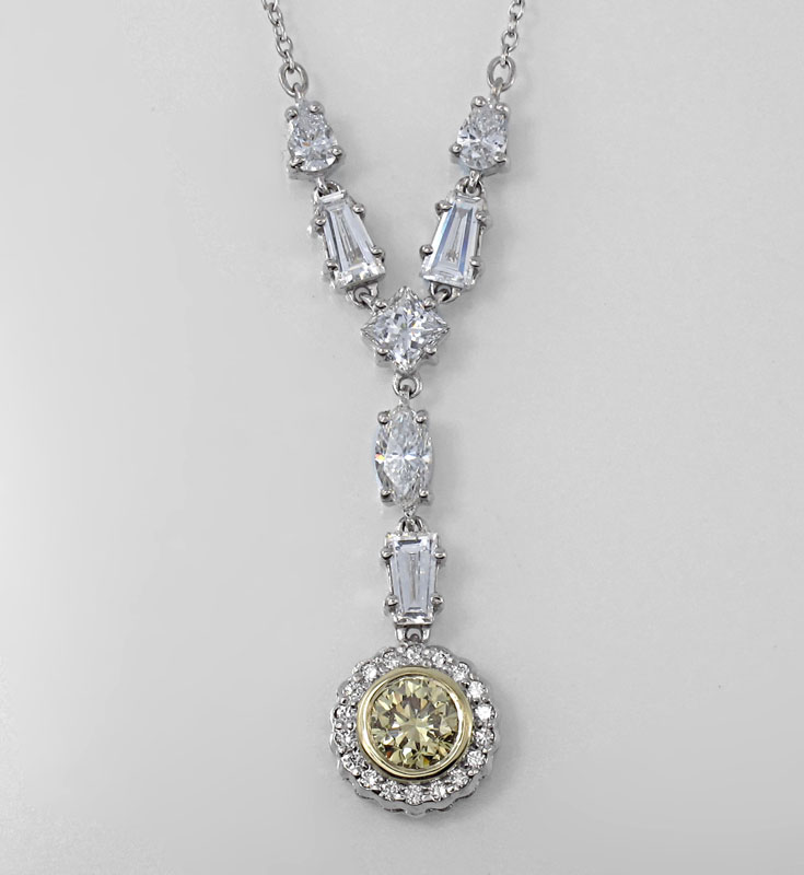 PLATINUM FANCY YELLOW DIAMOND DROP 14771a