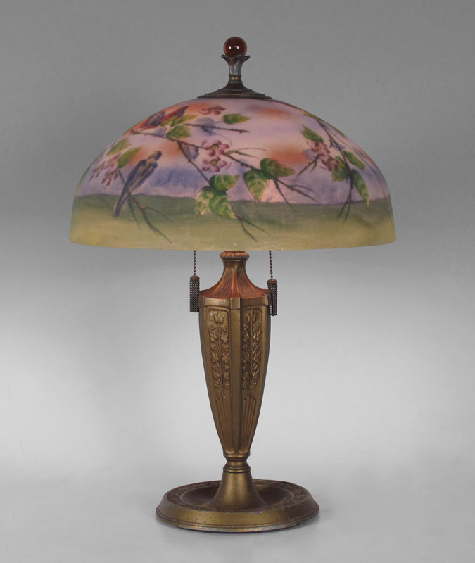 VINTAGE REVERSE PAINTED TABLE LAMP  14771c