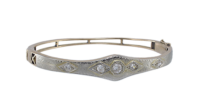 18K GOLD DIAMOND BANGLE BRACELET  14774a