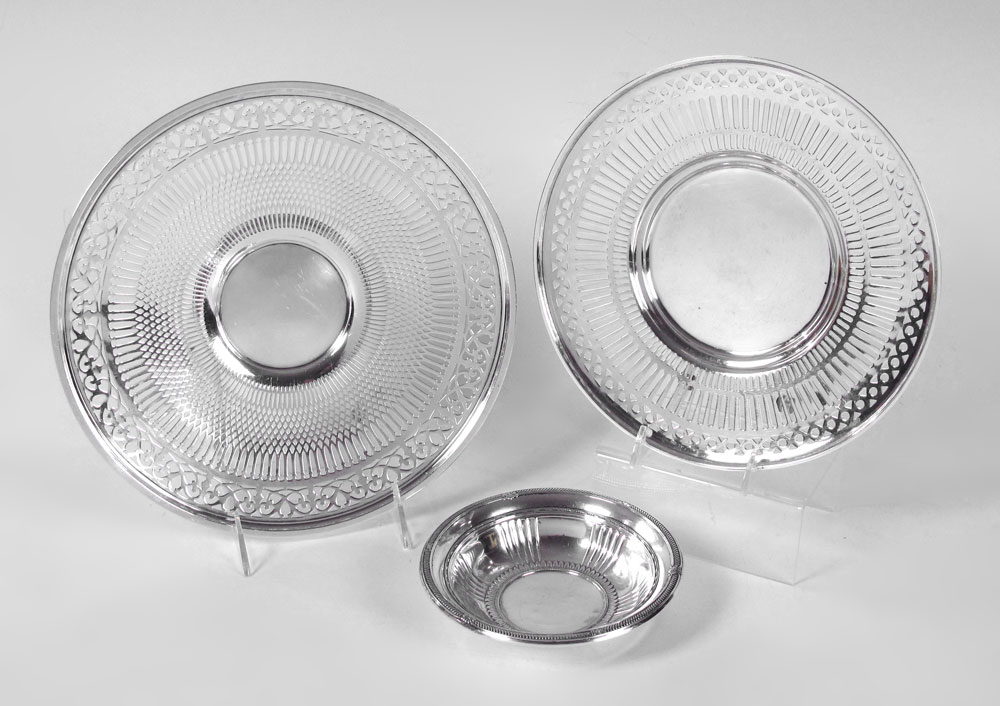 3 PIECE STERLING RETICULATED TRAYS 14776c