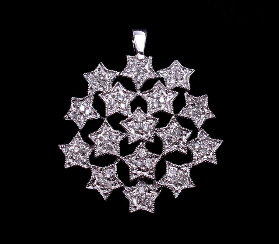 18K GOLD DIAMOND SNOWFLAKE PENDANT  14779f