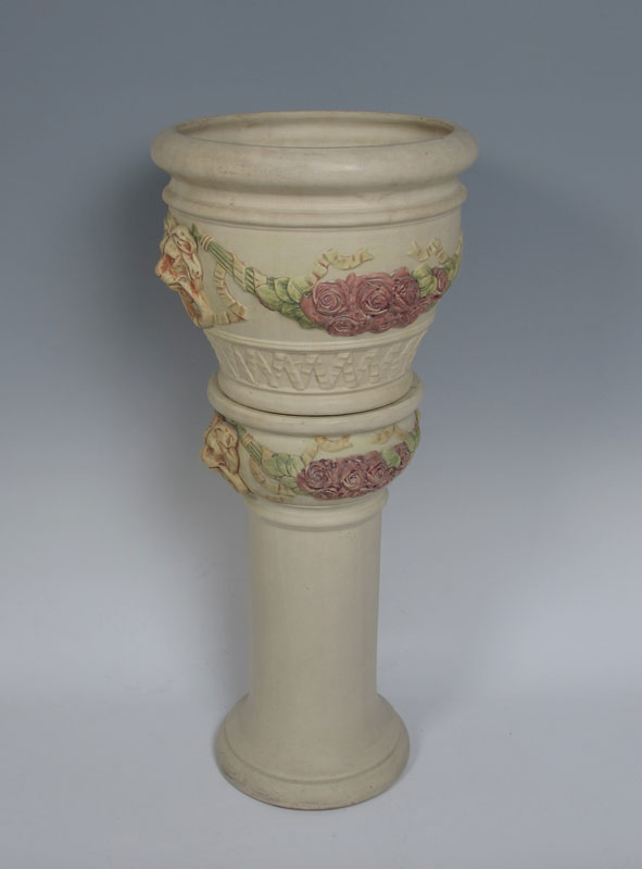 WELLER ROMA JARDINIERE & PEDESTAL: Jardeniere