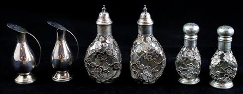 THREE JAPANESE SILVER SALT PEPPER 1478bd