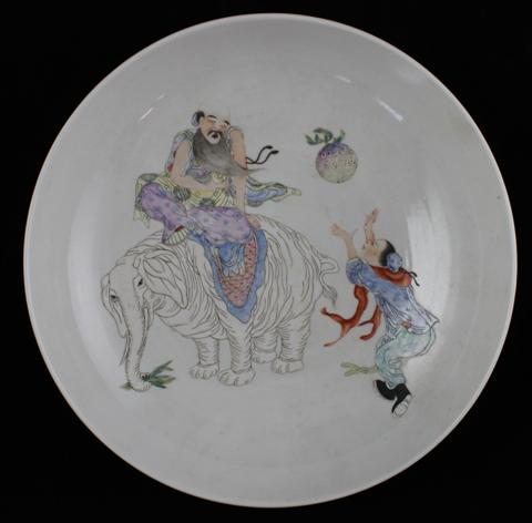 CHINESE FAMILLE ROSE DISH six character 1478d0