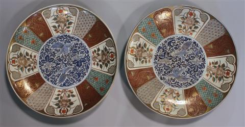 PAIR OF LARGE IMARI TYPE CHARGERS