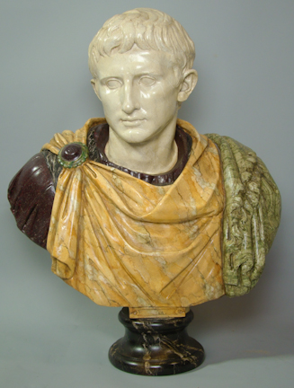 MARBLEIZED RESIN BUST OF A ROMAN EMPEROR