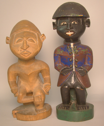 TWO KONGO CARVINGS ONE PAINTED 147952