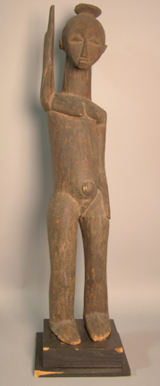 A LOBI CARVED FEMALE FIGURE FROM