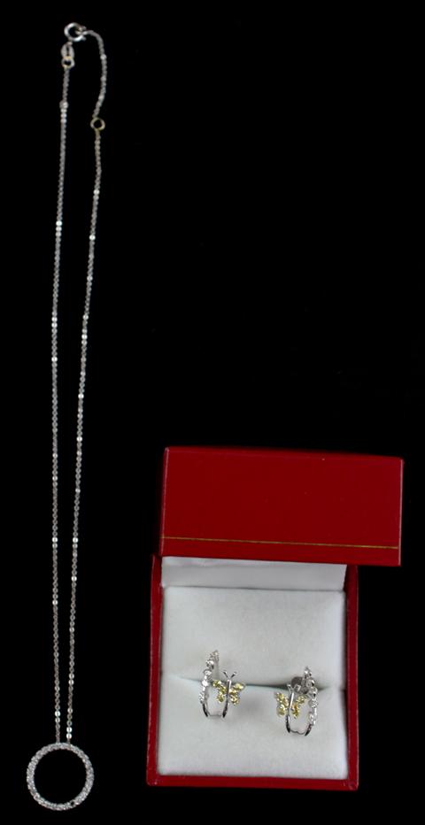 LADY S DIAMOND NECKLACE AND EARRINGS 14795f