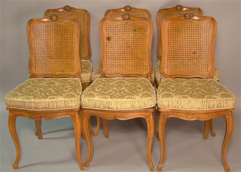 SET OF LOUIS XV STYLE CANED DINING