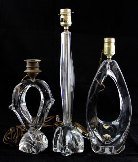 THREE DAUM CONTEMPORARY GLASS LAMPS