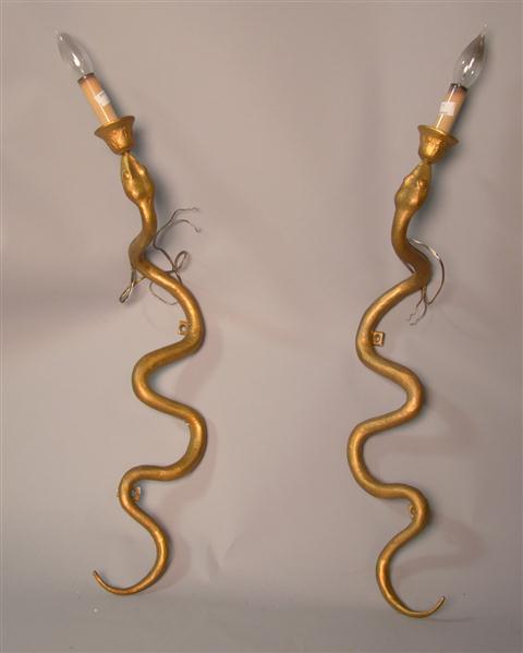 PAIR OF BRIGER DESIGN SNAKE SCONCES 1479e6