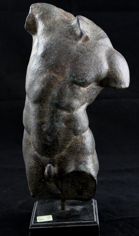 BRONZE TORSO ON STAND h:14 in.