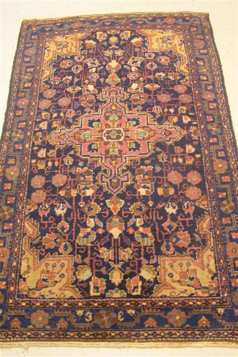 HAMADAN RUG navy rose brown cream 147a08