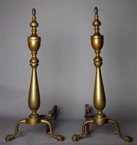 PAIR OF CAST IRON CANNONBALL ANDIRONS