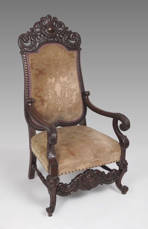 ITALIAN CARVED HIGH BACK CHAIR: