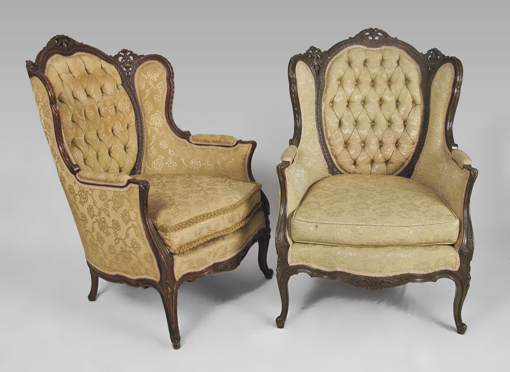 PAIR 1920 S CARVED PARLOR CHAIRS  147aba