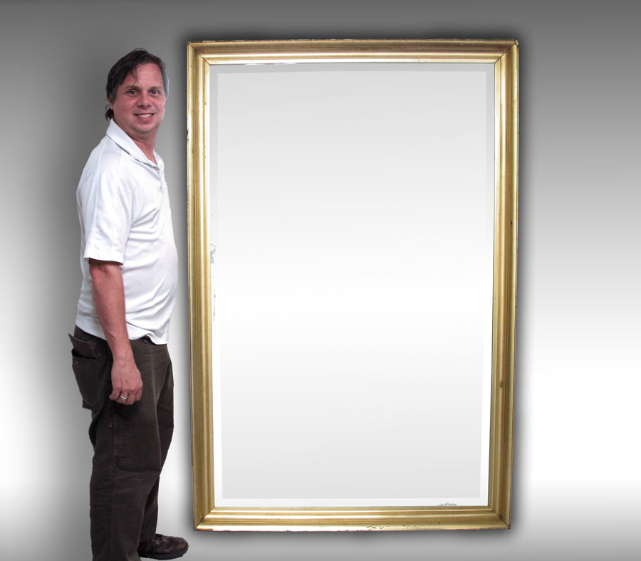 6 FT GILT FRAMED MIRROR: Beveled