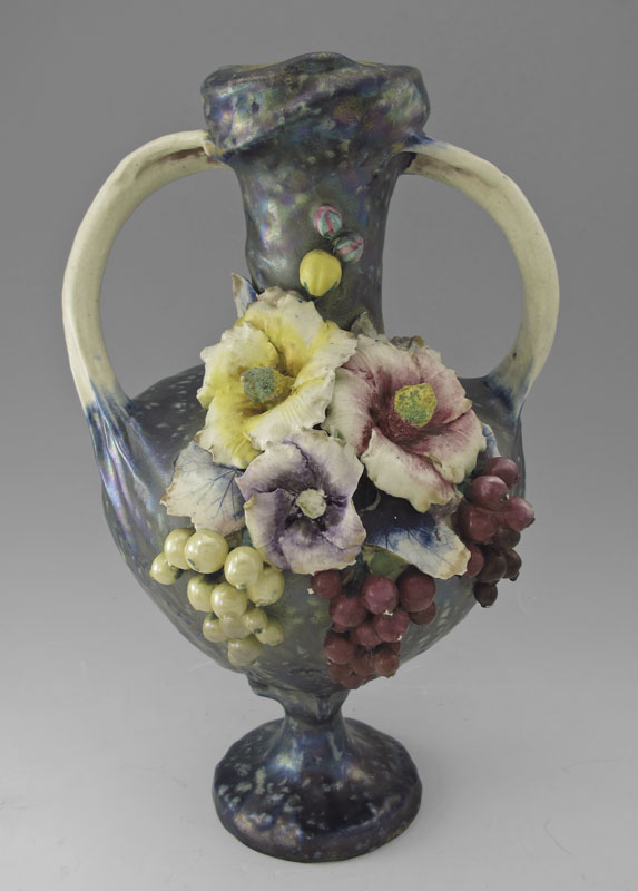 AMPHORA ART POTTERY HANDLED VASE: Flowers