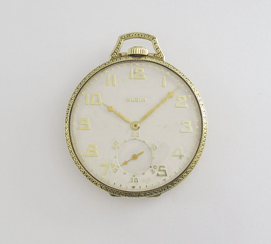 14K GOLD ELGIN OPEN FACE POCKET WATCH