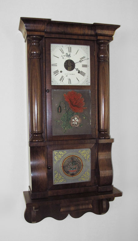 SETH THOMAS PILLAR CLOCK WITH SHELF  147b83