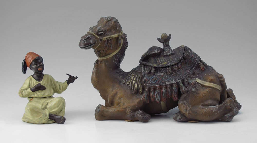 2 ORIENTALIST FIGURAL INK WELLS