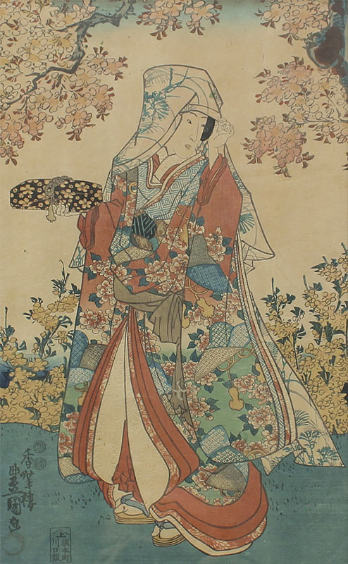 JAPANESE WOODBLOCK OF GEISHA BY