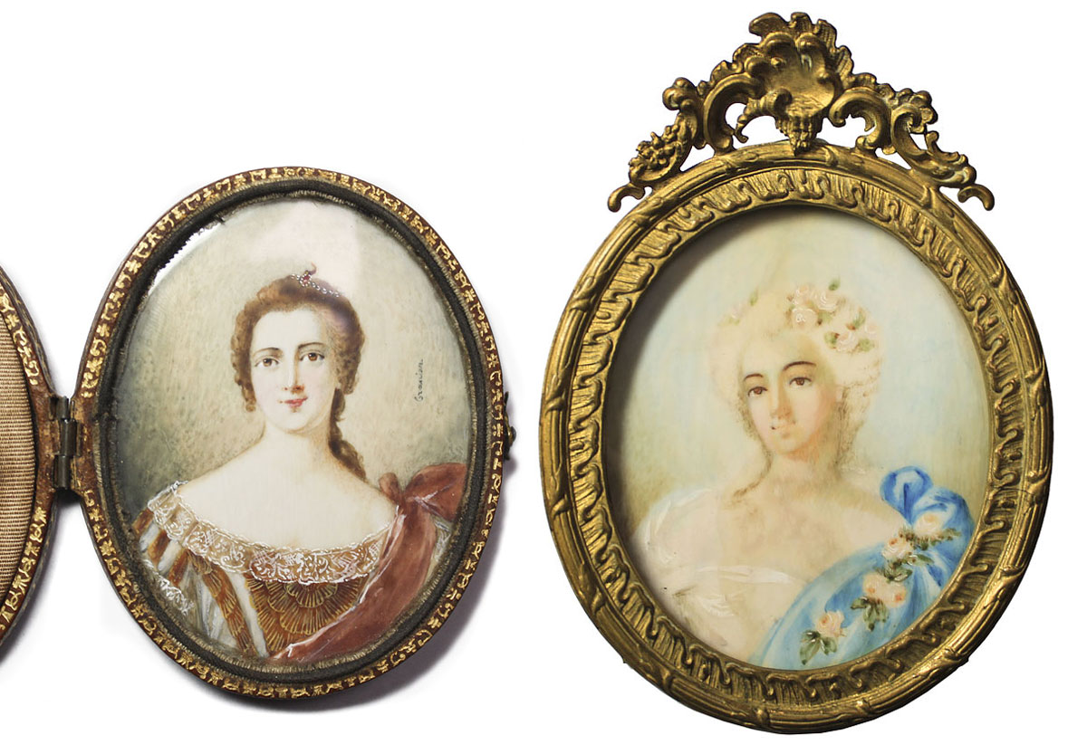 TWO PIECE MINIATURE IVORY PORTRAIT 147c13