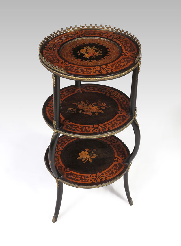 MARQUETRY INLAID 3 TIERED TABLE: