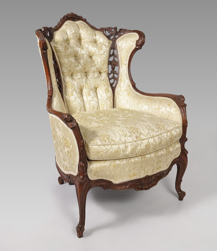 FRENCH CARVED TALL BACK BERGERE