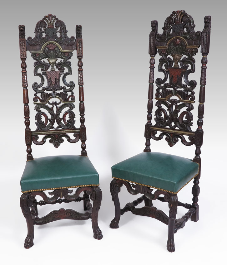 PAIR CARVED ITALIAN STYLE CHAIRS  147c3f