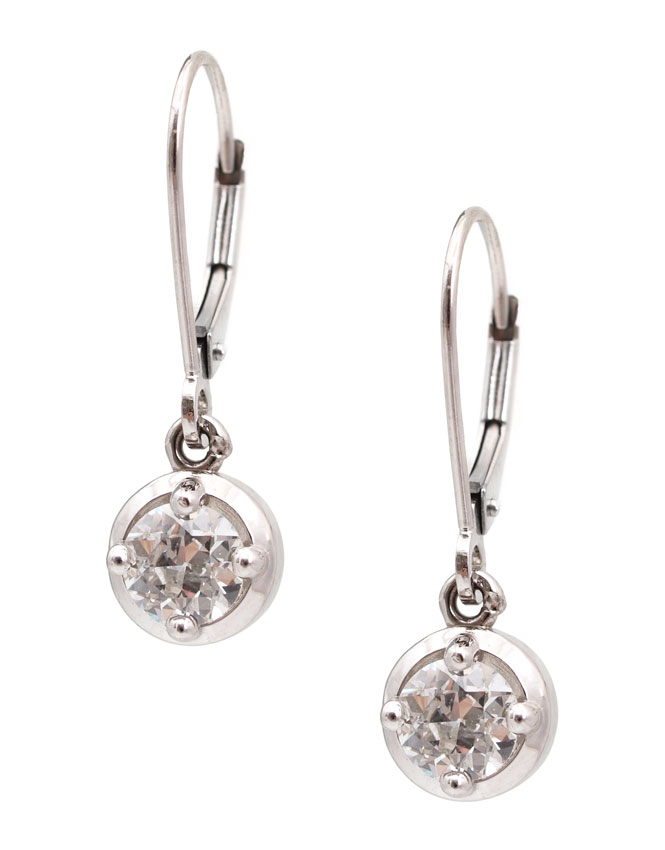 14K DIAMOND DROP EARRINGS: One