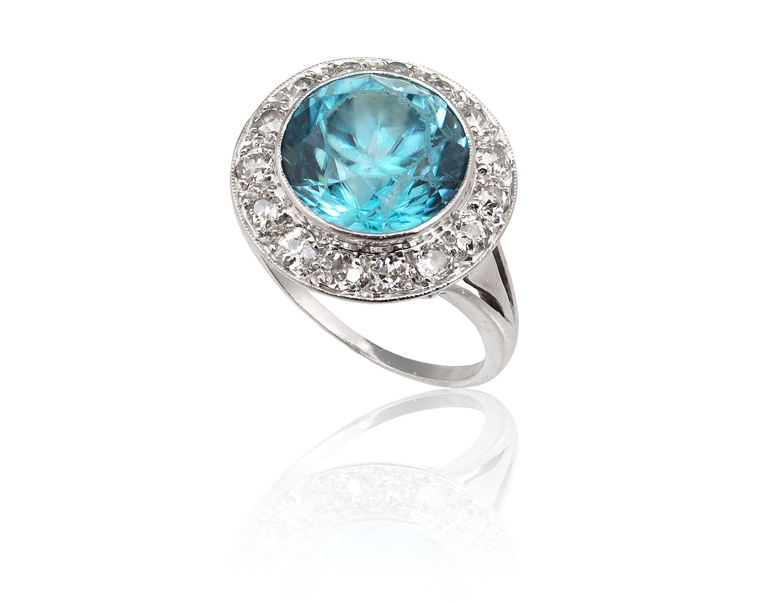 ART DECO PLATINUM BLUE ZIRCON  147c98