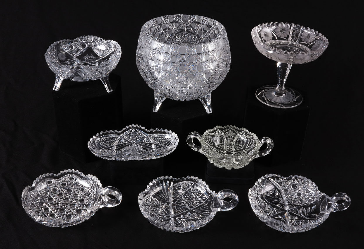 7 PIECE COLLECTION CUT GLASS To 147cb8