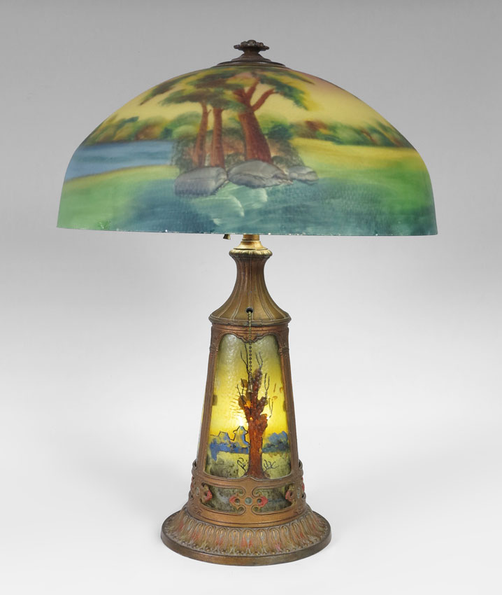 VINTAGE REVERSE PAINTED TABLE LAMP: