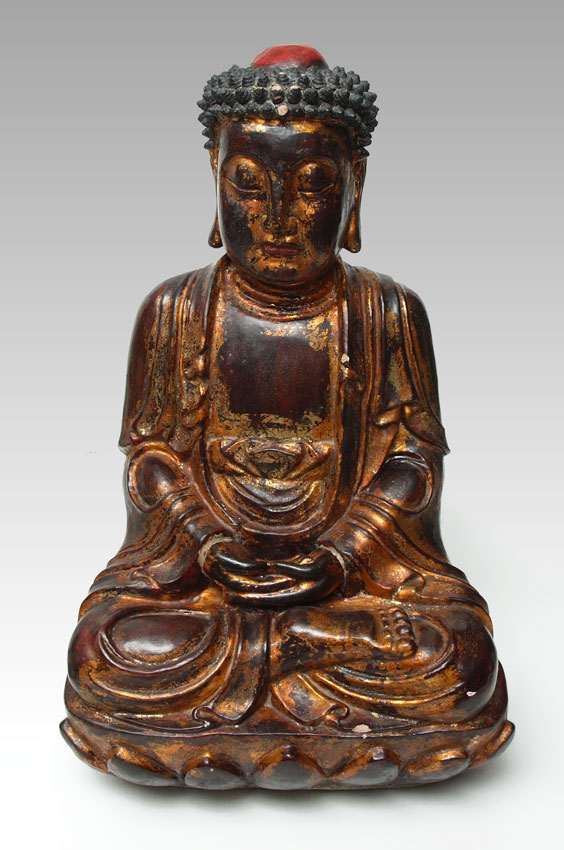 LARGE LACQUERED WOOD BUDDHA Japanese 147cd2