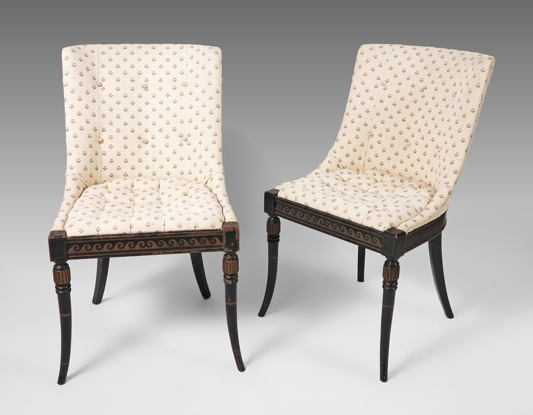 PAIR FRENCH EMPIRE STYLE CHAIRS  147cde