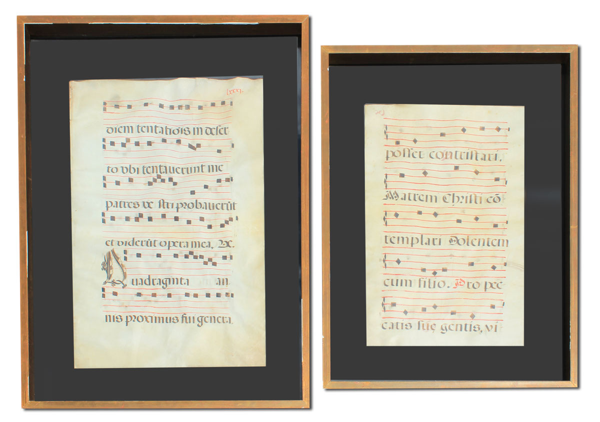 TWO FRAMED PIECES OF EARLY MUSIC