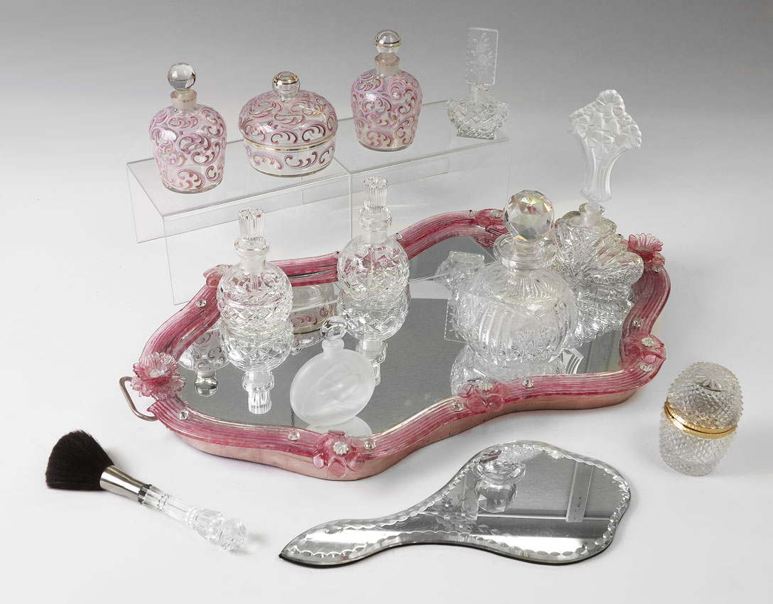 VENETIAN GLASS MIRROR TRAY & PERFUME