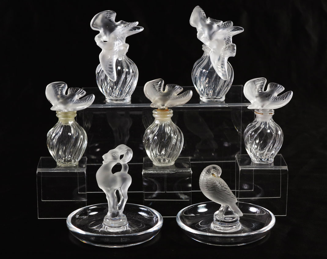 7 PIECE GROUP FRENCH LALIQUE PERFUMES 147d58