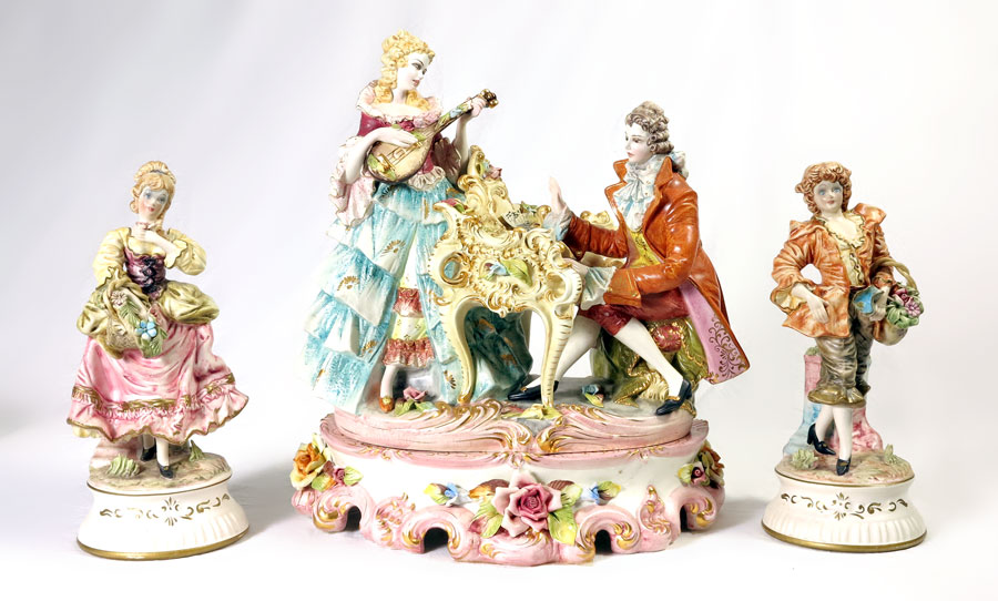 ITALIAN CERAMIC FIGURAL GROUP AND 147d6e