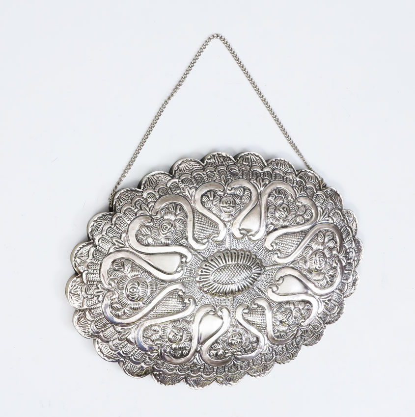 EMBOSSED STERLING FRAME MIRROR WITH