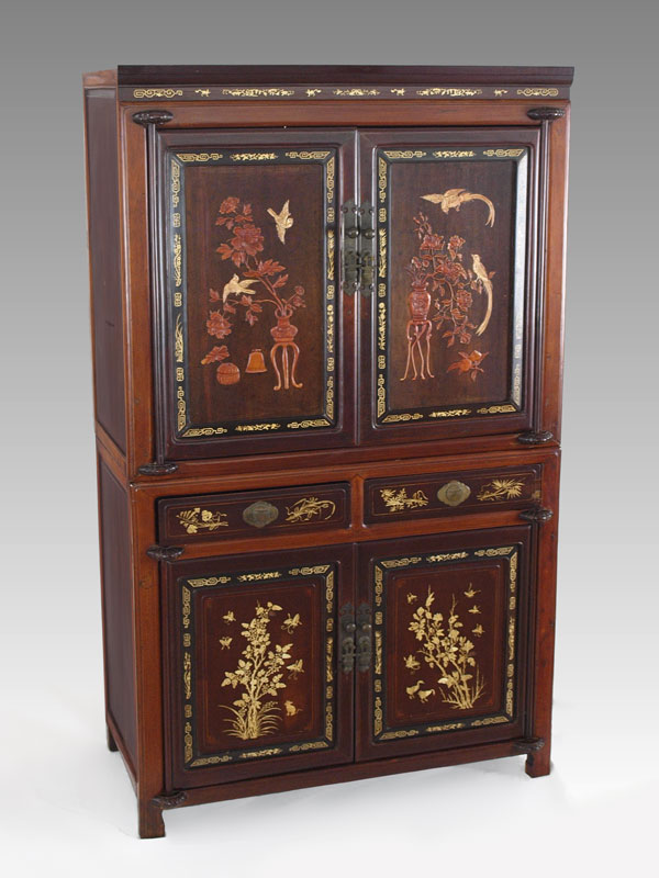 BONE AND WOOD INLAY CHINESE CABINET  147e29