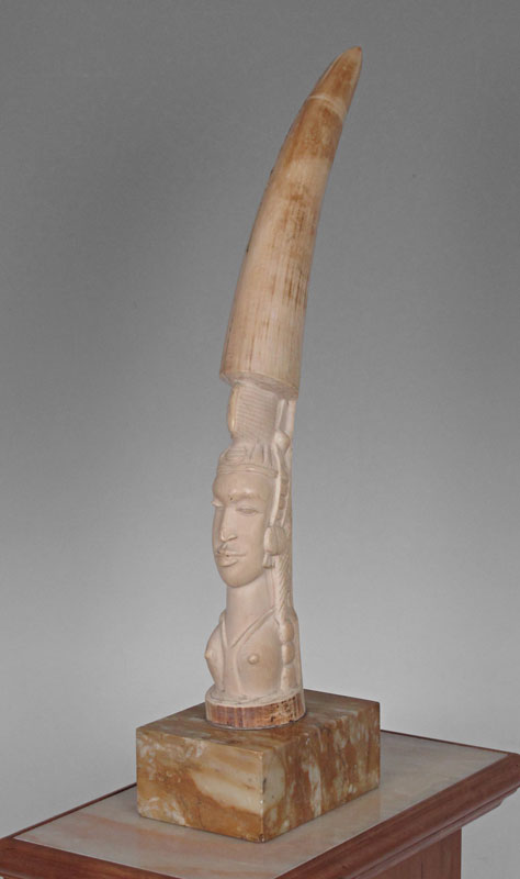 LARGE CARVED AFRICAN IVORY TUSK