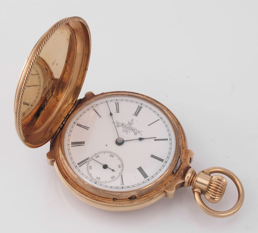 ANTIQUE 14K GOLD DEUBER POCKET WATCH