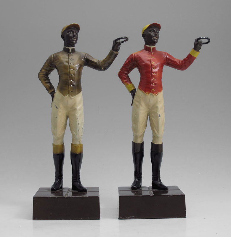 PAIR OF LAWN JOCKEY FIGURAL BOOKENDS: